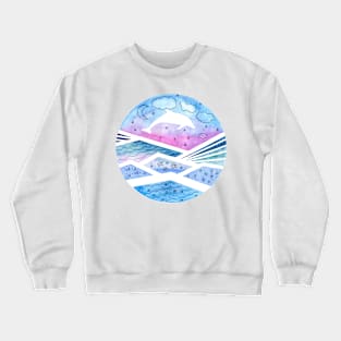 Abstract Seascape with Dolphin Crewneck Sweatshirt